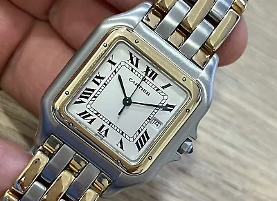 Authentic Cartier Panthere Jumbo 183957 30mm Date Quartz Gold & Steel  Ladies • $6350