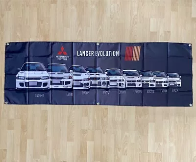 Mitsubishi Lancer EVO 1 To 10 Gan Flag Ralliart JDM Banner Tapestry 2x6ft Poster • $21.99