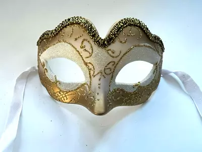 Gold Half Face Masquerade Mask Venetian New Years Eve Mens Womens Unisex Masks • £5.25