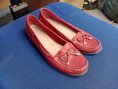 £3.99 • Buy M&S Footglove Red Leather Loafers Size 6