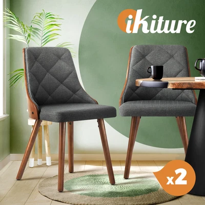 $219.90 • Buy Oikiture Dining Chairs Wooden Chair Kitchen Cafe Faux Linen Leather Padded Seat 