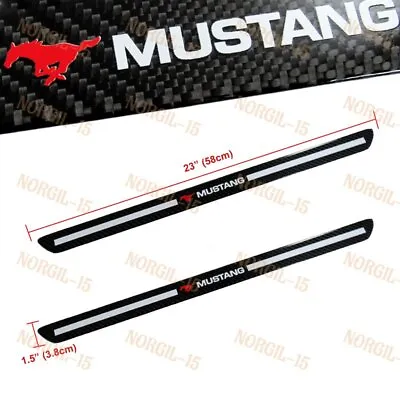 2PCS For Mustang Carbon Fiber Door Welcome Plate Sill Scuff Cover Decal Sticker • $18.68