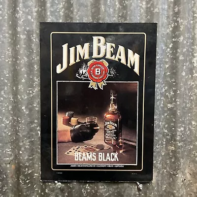 JIM BEAM BLACK Block Mounted Vintage Print Bar Room Sign • $59
