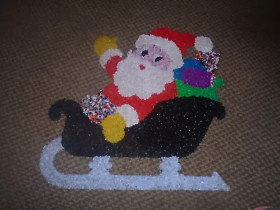 Vintage Santa  In  Sleigh Popcorn Melted Plastic Popcorn Christmas Decoration • $41.99