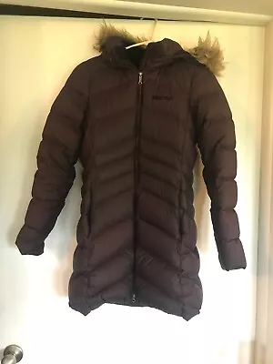 Marmot Montreaux 700 Fill Down Long Coat Parka Puffer Jacket Women's S Faux Fur • $79