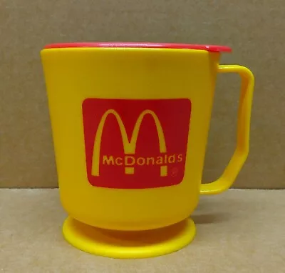 Vintage McDonald's Travel Coffee Cup Mug With Lid Yellow & Red Plastic • $9.99