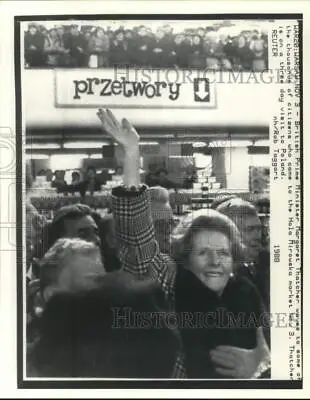 1988 Press Photo British Prime Minister Margaret Thatcher Waves To Warsaw Crowd • $20.88