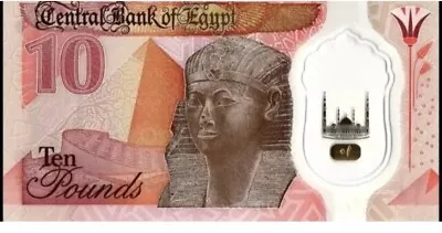 2022 Egypt 10 Pound Circulated Banknote. 10 Egyptian Currency. New Polymer Bill • $8