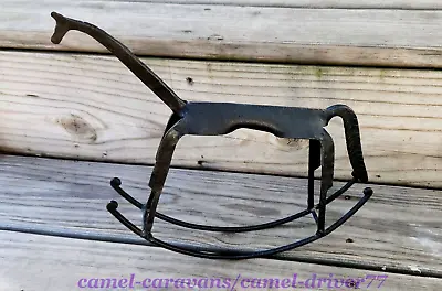 Vintage HAND FORGED Wrought Iron ROCKING HORSE Primitive FOLK ART Sculpture • $44.99