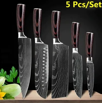 $51 • Buy 5pcs Sharp Japanese Kitchen Knives Set Professional Stainless Steel Chef Knife