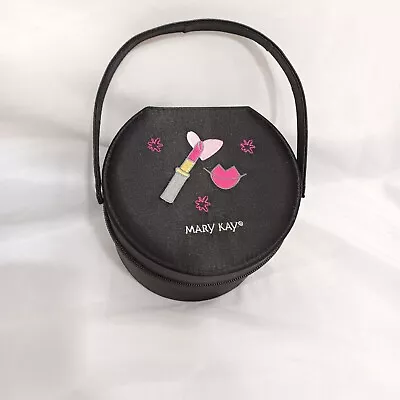 Mary Kay Round Black Makeup Lipstick Bag Small Tote W/Detachable Handle 695 • $9.99
