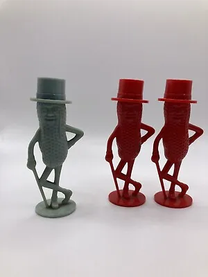 3 Vintage Mr. Peanut Plastic Salt And Pepper Shakers 2 Red And 1 Blue • $20