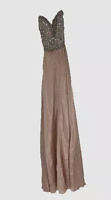 $795 Mignon Women's Pink Halter Neck Sleeveless Silk Beaded Gown Dress Size 14 • $179.98