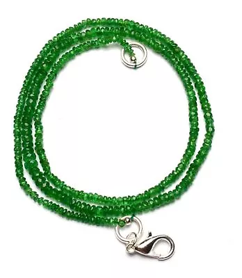 Natural Gem Tsavorite 3-4mm Size Rondelle Beads Necklace 18  Green Garnet 40Cts. • $52.50