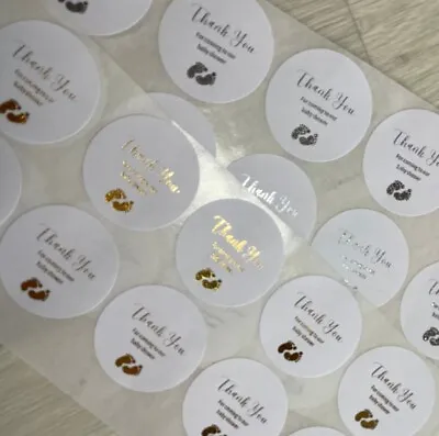 24 X Baby Shower Foiled Stickers - Gold Or Silver Personalised • £3