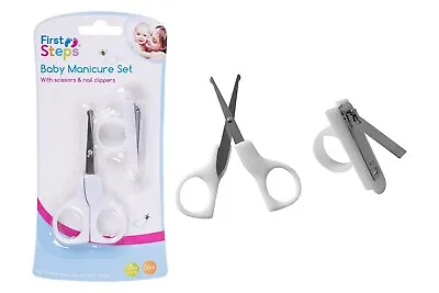 First Steps Baby Manicure Set With Scissors And Nail Clippers WHITE • £2.99