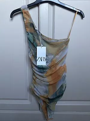 Zara Mesh Printed One Shoulder Body BNWT Size Small • £14.99