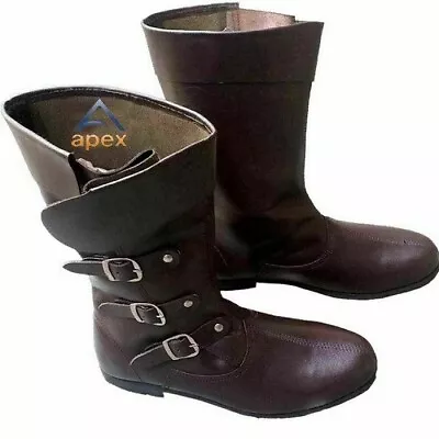 Medieval Leather Boots Larp Reenactment Mens ShoesHistorical Shoes • $138