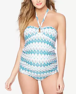 A Pea In The Pod - Maternity Striped Tankini Swimsuit - XS - Teal/Pink - S445 • $18.84