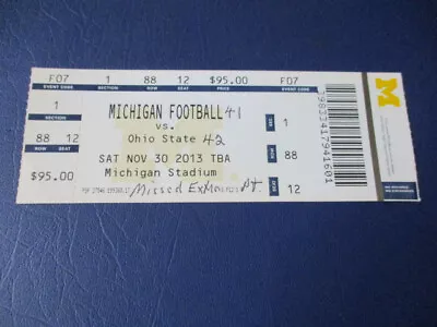 2013 Ohio State Buckeyes Vs Michigan Wolverines NCAA Football Ticket Stub • $14.99