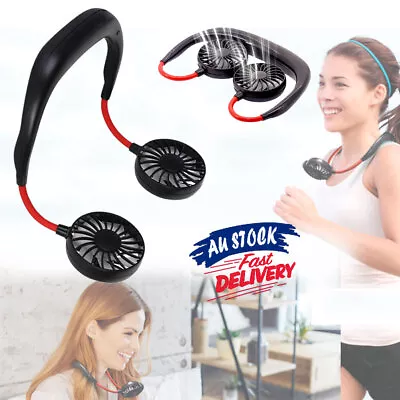 Air Cooler Sports Fan Portable LED Lazy USB Rechargeable Neckband Hanging Neck • $17.55