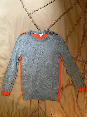 J CREW Size S Women’s Grey/orange Color Block Wool Blend Long Sleeve Sweater • $28.50