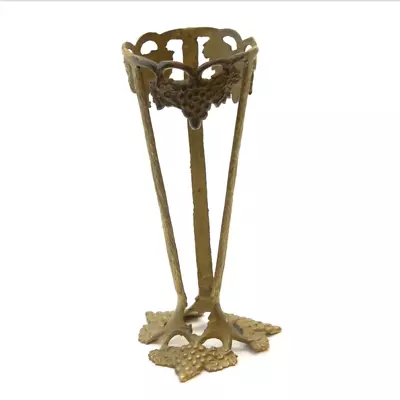 Vase Or Candle Holder Stand Solid Brass Grapes And Vines Vintage 10” Tall • $18.73