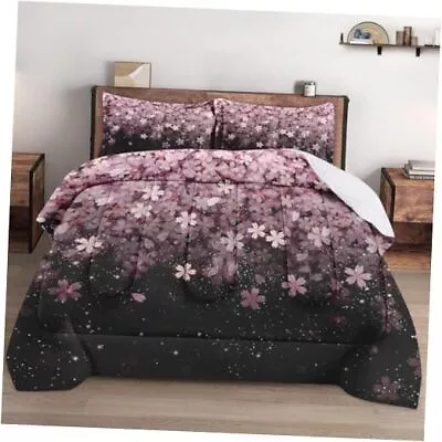 Size Comforter Set With 2 Pillowcases Spring Cherry Pink Flower Queen Multi 7 • $78.48