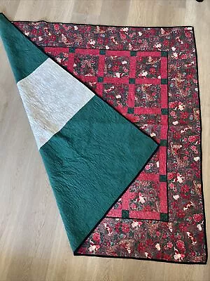 Vintage Christmas Quilt Santa 66x66” Very Nice • $49.99