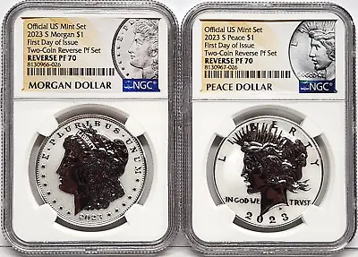 2023 S Reverse Proof Morgan Peace Silver Dollar Set Ngc Rp 70 Fdoi Mp  In Hand • $356.20