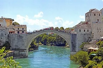 New Postcard Stari Most Old Bridge Arch Bridge Mostar Bosnia & Herzegovina 84F • $4.26