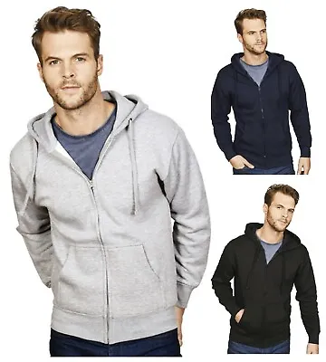 Mens CZ Zip Up HOODIE Hooded Sweatshirt JACKETS Top Plain Hoody Jumper Pulloverr • £14.99