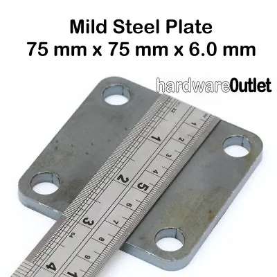 £4.13 • Buy MILD STEEL Square FIXING PLATE 75, 100, 125 & 150 Mm  Laser Cut 4 Holes  