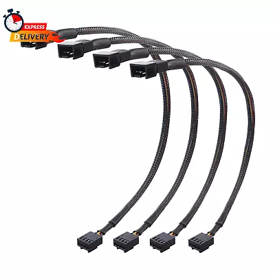 4-Pack PWM 4 Pin Fan Extension Cable - 12 Inches (PC Fan Extension Cable PWM F • $15.85