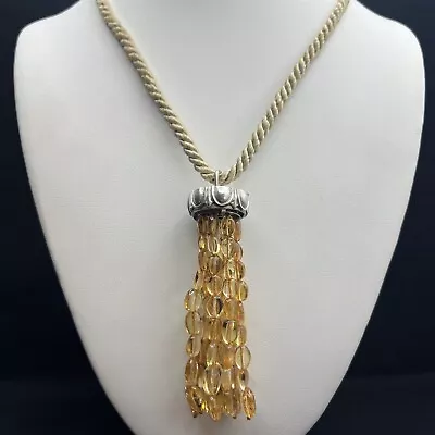 '92 Retired Signed Mignon Faget Amber Tassel & Rope Sterling Silver Necklace • $699.99