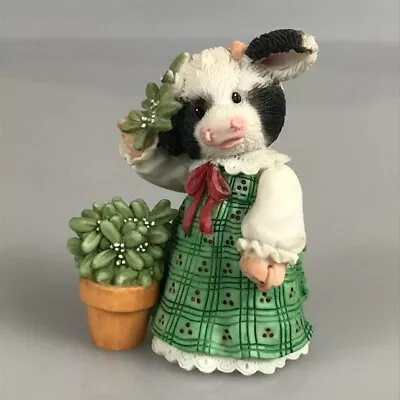 Marys Moo Moos Christmas Kiss Moo December Mistletoe Cow Figurine Retired Enesco • $14.99