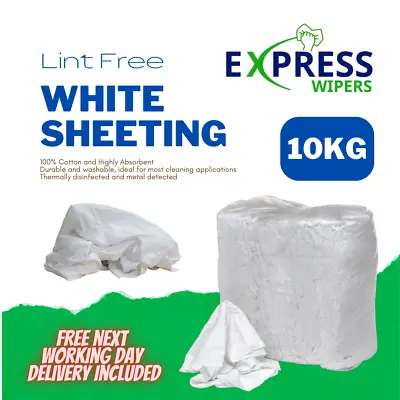 £26.99 • Buy 10kg White Cotton Sheet Lint-Free Industrial Cleaning Rags Wipers Wiping Cloths