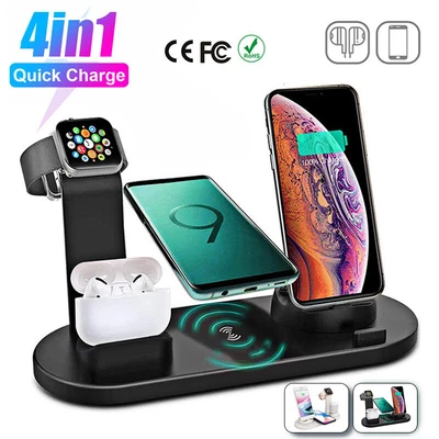 £12.34 • Buy 4in1 Wireless Charging Station Dock Charger Stand For AirPods Apple Watch IPhone