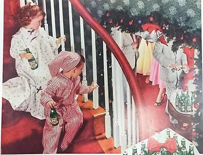 Christmas Party Kids 7 Up Soda Pop Vintage 1956 Ad Seven Case Glass Bottles  • $11.33