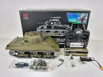 RC Tank BB 1:16 Heng Long Radio Control Smoke Sound 2.4Ghz Sherman METAL TRACKS • $484.76