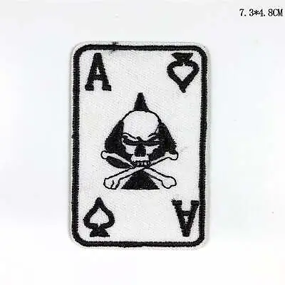 Embroidered Skull Ace Of Spade Poker Cards Gambling Casino Iron On Patch 2993 • $3.19