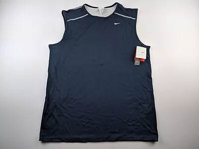 NEW Nike Men L Navy Blue White Reversible Muscle Sleeveless T Shirt Basketball • $33.15