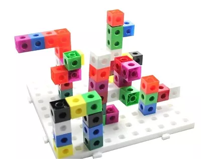 100 X 2cm Snap Cubes & Board - Counting Linking Building Maths Early Learning  • £16.95