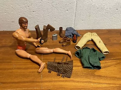 VINTAGE 1970s BIG JIM Mattel BIG JOSH Chopping Wood LOG STUMP Eagle Arm Lot • $70