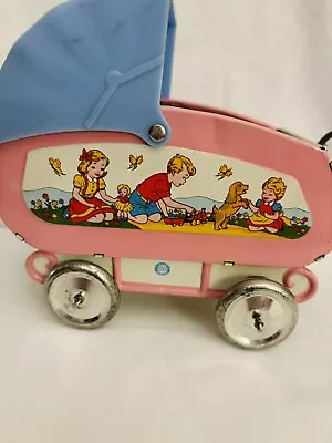 Vintage Ohio Art Litho Tin Toy Baby Doll Stroller Pram Buggy • $20