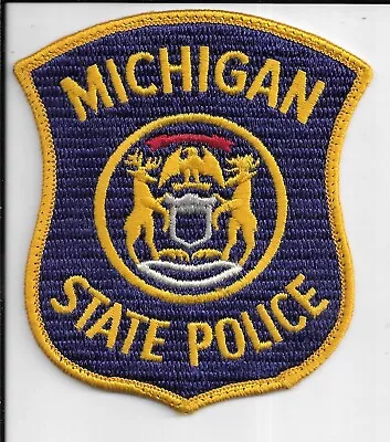 Vintage Original MICHIGAN STATE POLICE Embroidered Patch 4  X 4 3/8  Blue • $11.31