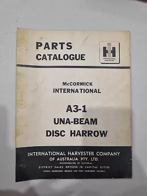 Parts Catalogue McCormick International A3-1 Una-beam Disc Harrow Farming • $21