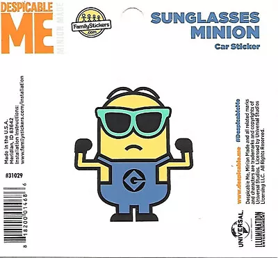 Despicable Me Sunglasses Minion Figure Peel Off Car Sticker Decal NEW UNUSED • $2.99