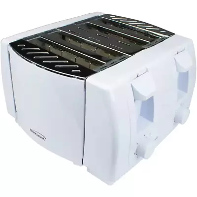 4 Slice Toaster W/Cool Touch Exterior White Removable Drip Crumb Tray 1300 Watt • $28.39