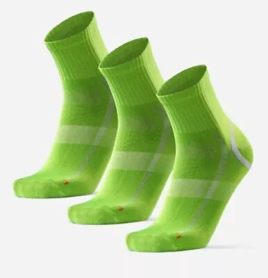 Danish Endurance Quarter Pro Running Socks/size 3-5 Apple Green/Grey - Pack Of 3 • £16.59